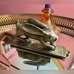 Spring Forest Rabbit Tree Stump Solid Brass Whimsical Cottage Door Knocker